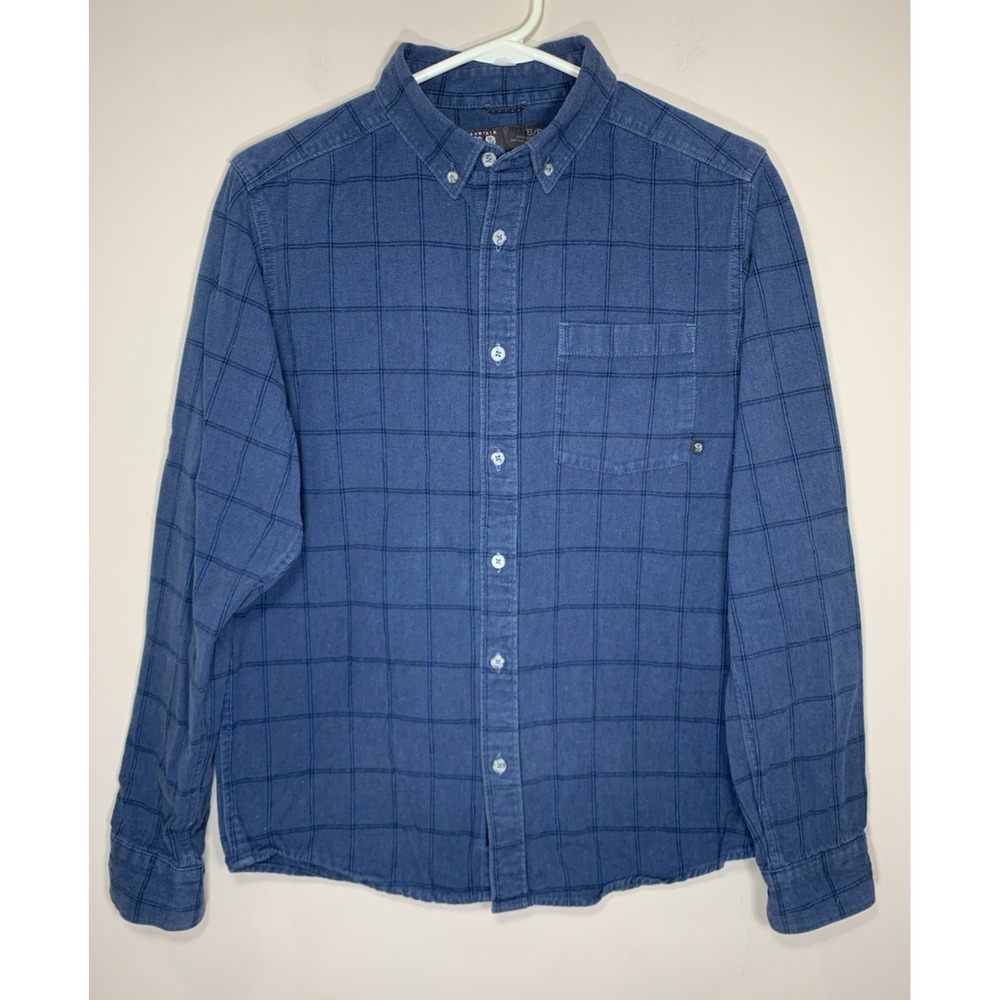 Mountain Hardwear Flannel Shirt Mens Small Blue 100% Cotton Button Down‎